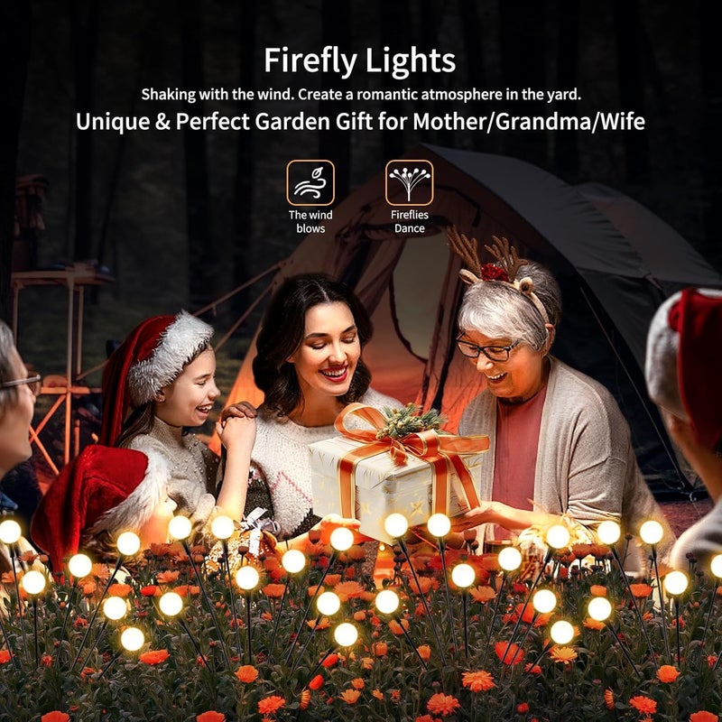 vignuto Solar Lights Outdoor Waterproof, 2 Packs 16LED, Solar Garden, Patio, Garden Decor, Patio Decor, Firefly Outdoor, Unique Gifts for Women, Gifts for Grandma - Image 5
